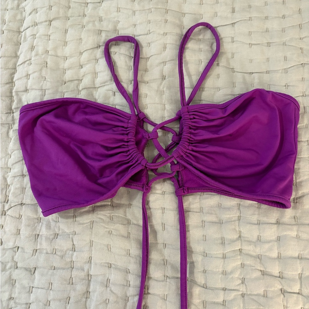 Purple Bandeau Top with Strappy Back
